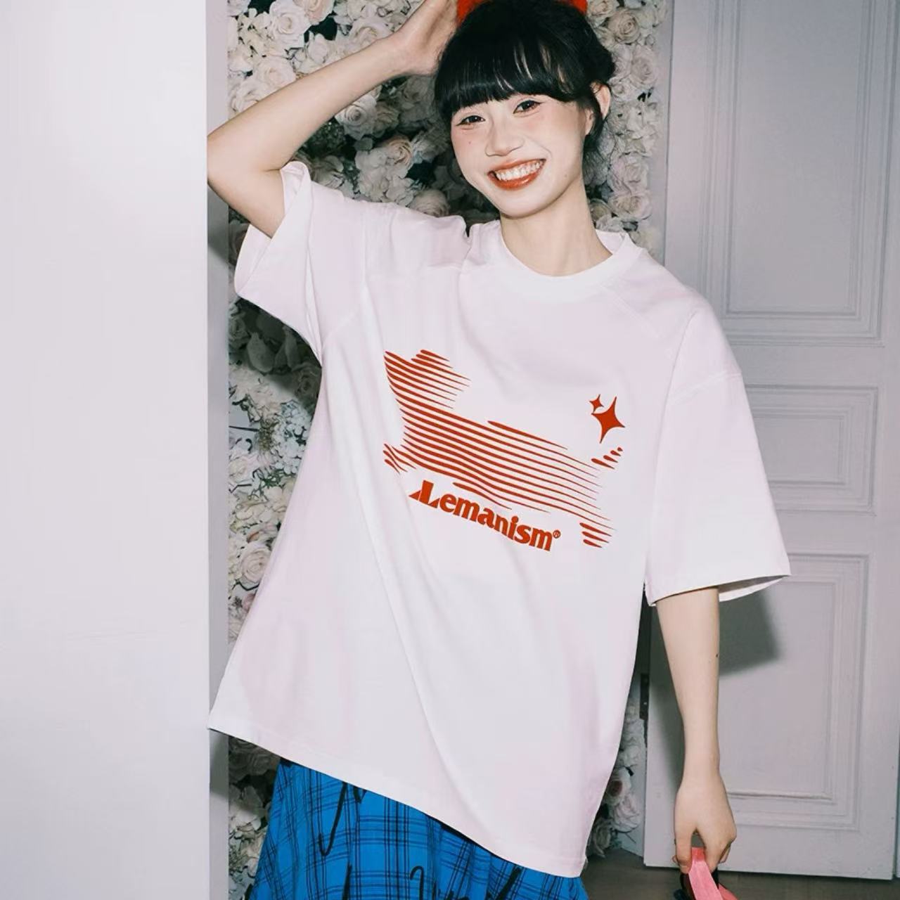ペアルック【lemanism】ヘビーウェイト 幻影ドッグプリント 半袖Tシャツ