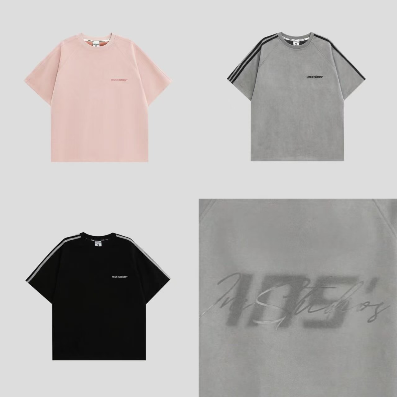 ペアルック 【INSstudios】 スエード調 ショルダーライン 半袖Tシャツ