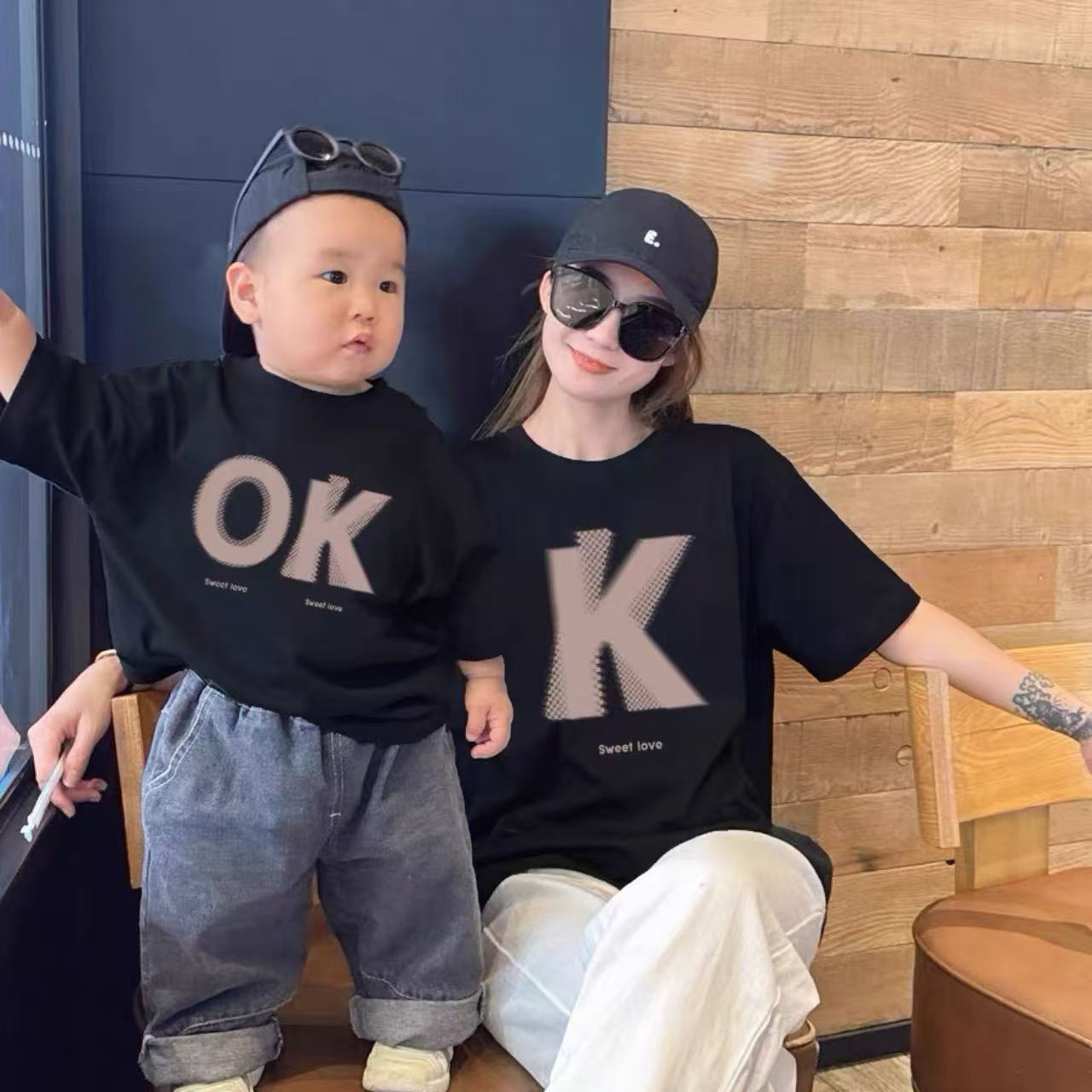親子ペアルック OKおそろい家族リンクTシャツ