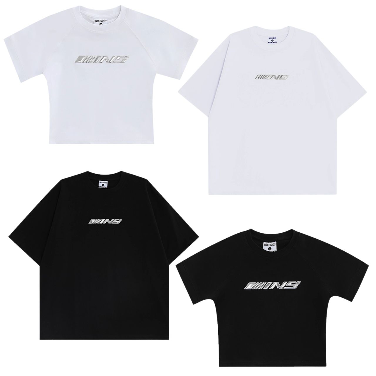 カップルペアルック【INSstudios】メタリックロゴTシャツ
