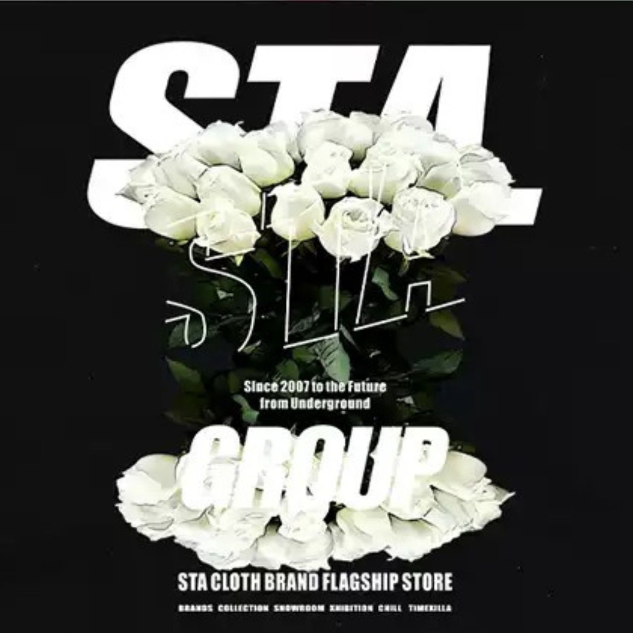 カップルペアルック 【STA】花柄プリント ヘビーウェイトコットンTシャツ