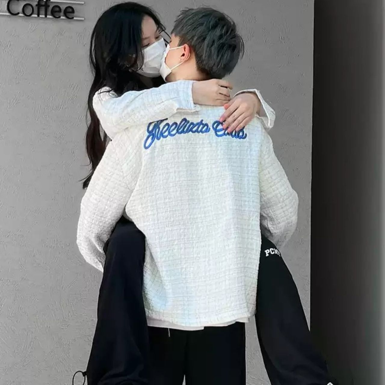 カップルペアルック スタイリッシュなバック刺繍入りシャツジャケット