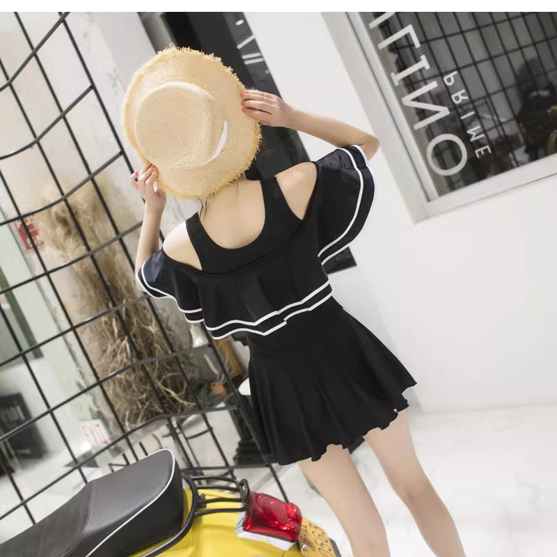 親子ペアルック オフショルダー フリル ワンピース水着