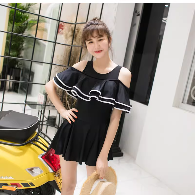 親子ペアルック オフショルダー フリル ワンピース水着