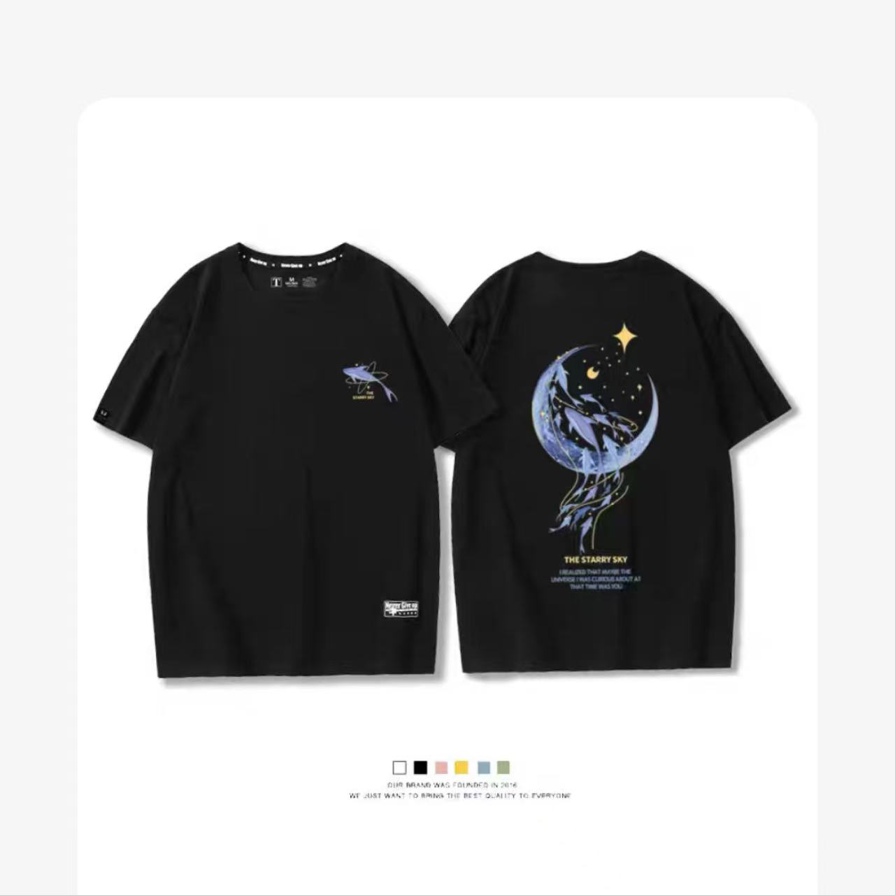 カップルペアルック 月夜にきらめく イルカTシャツ