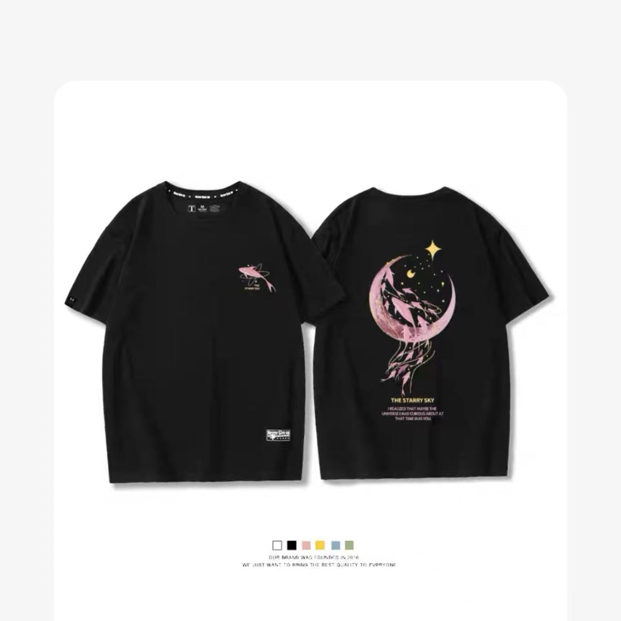 カップルペアルック 月夜にきらめく イルカTシャツ