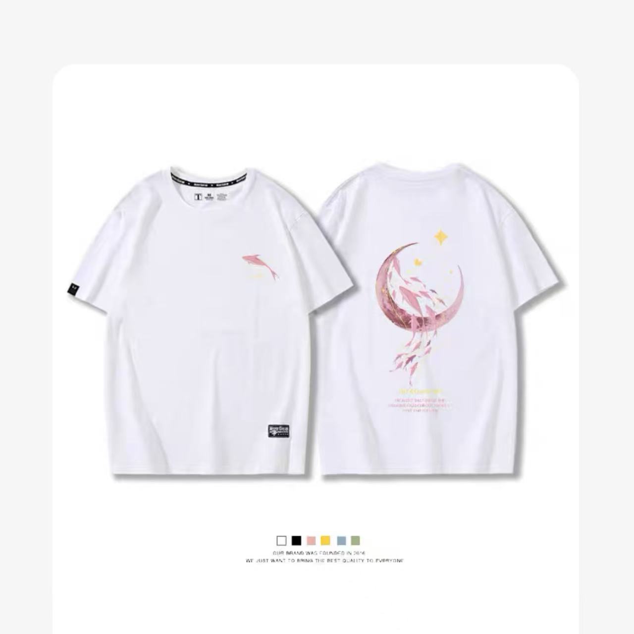 カップルペアルック 月夜にきらめく イルカTシャツ