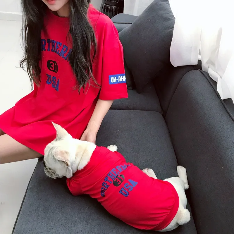 ペットペアルック ヴィンテージ風 アーチロゴTシャツ
