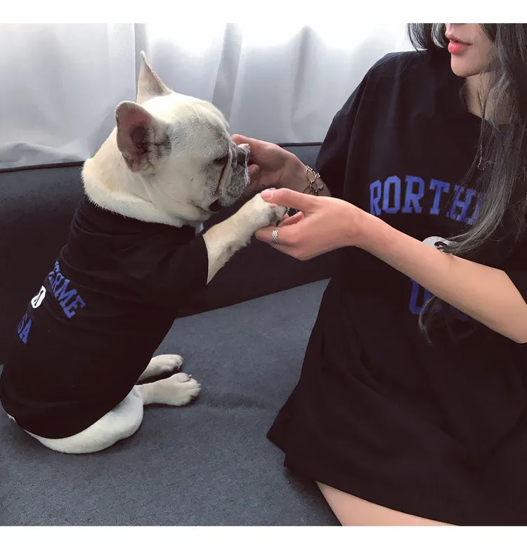 ペットペアルック ヴィンテージ風 アーチロゴTシャツ