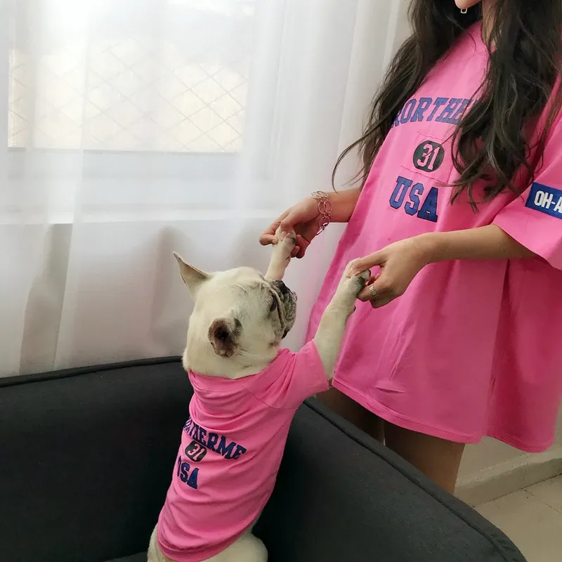 ペットペアルック ヴィンテージ風 アーチロゴTシャツ