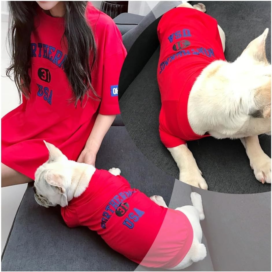 ペットペアルック ヴィンテージ風 アーチロゴTシャツ