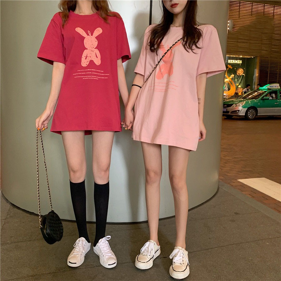 双子コーデ ラビットプリント オーバーサイズTシャツ