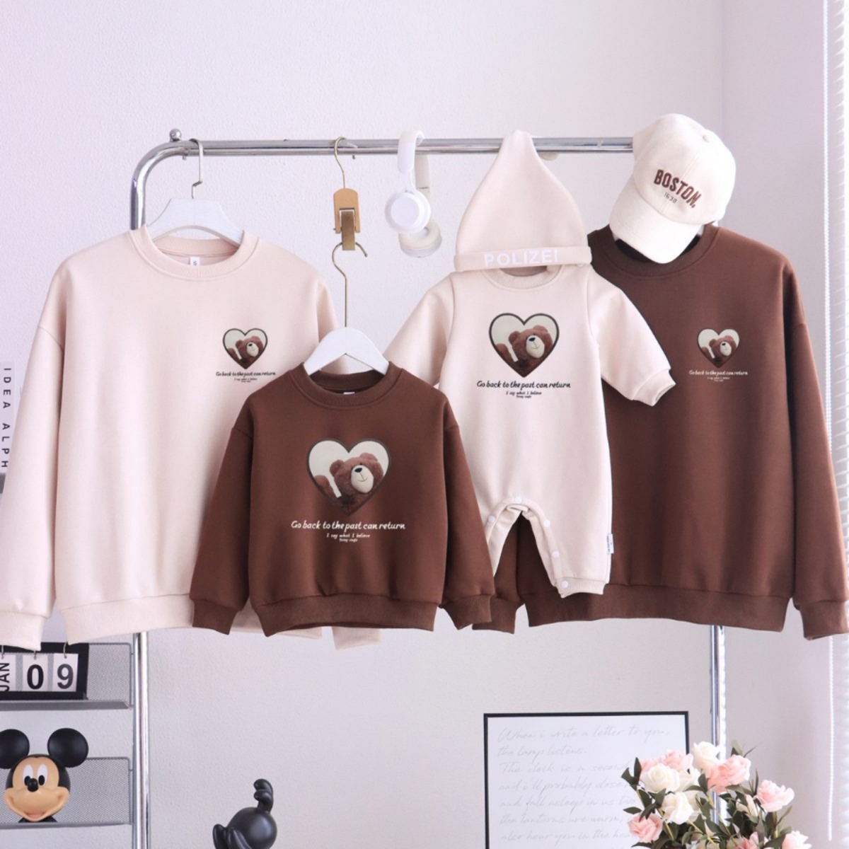 親子ペアルック ベアハートモチーフ スウェット・トレーナー