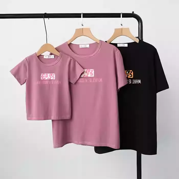 親子ペアルック レオパードアクセント Tシャツ・ロンパース