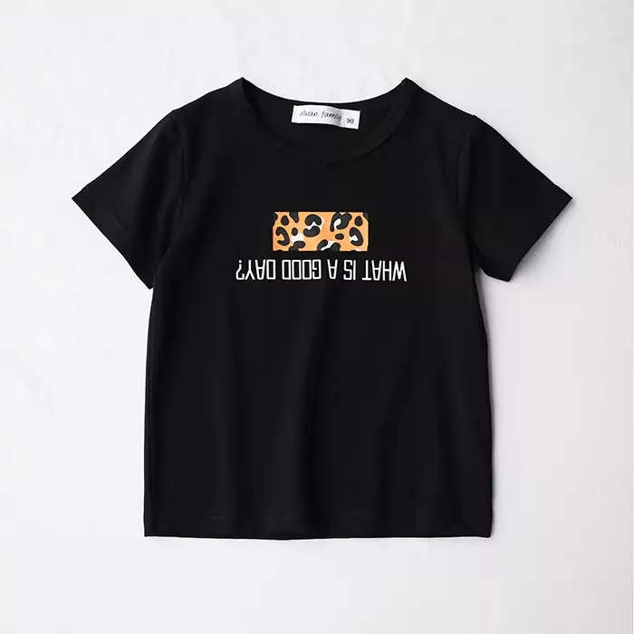 親子ペアルック レオパードアクセント Tシャツ・ロンパース
