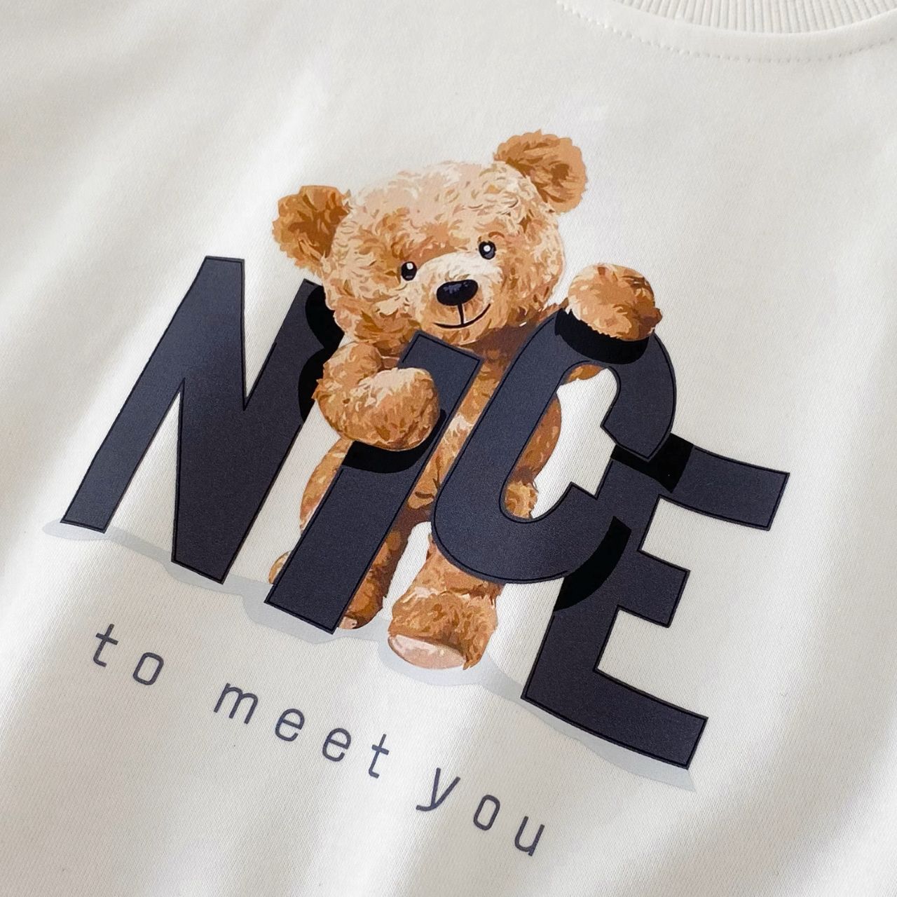 親子ペアルック モノトーン NICEベアー トレーナー スウェット 家族お揃いコーデ