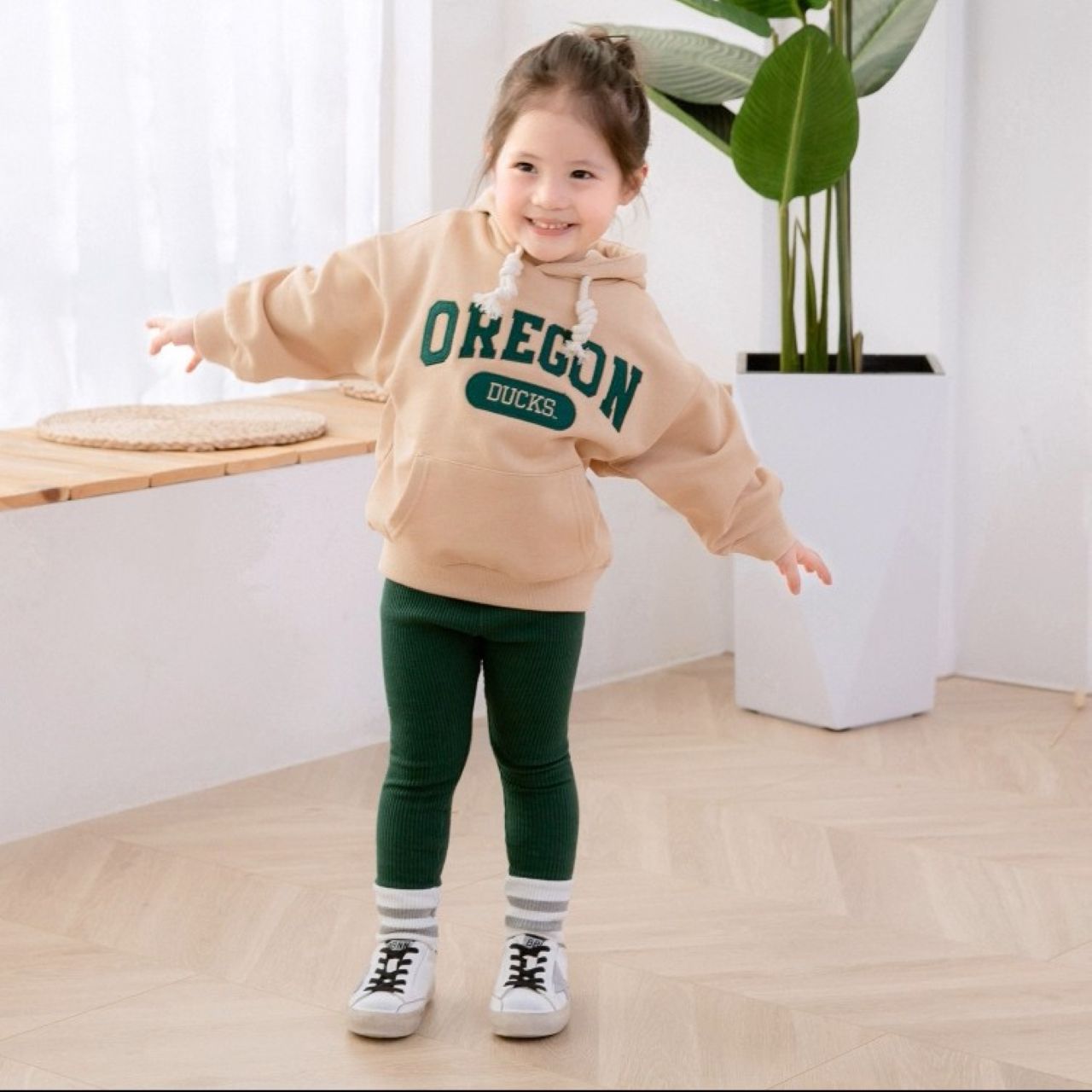 親子ペアルック OREGONロゴ入りパーカー 家族お揃いスウェット