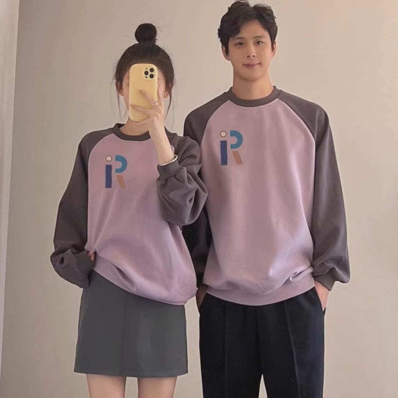 親子ペアルック ラグラントレーナー スモーキーパープル ファミリーリンク