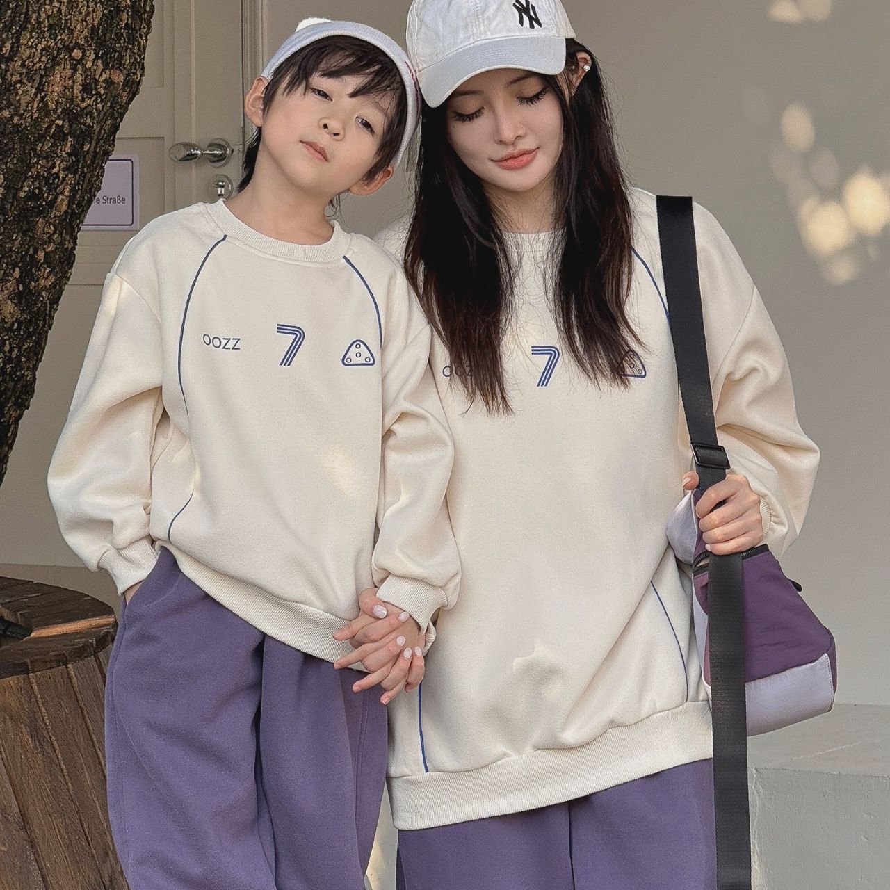 親子ペアルック トレーナー ファミリーお揃い ゆったりスポーツ風