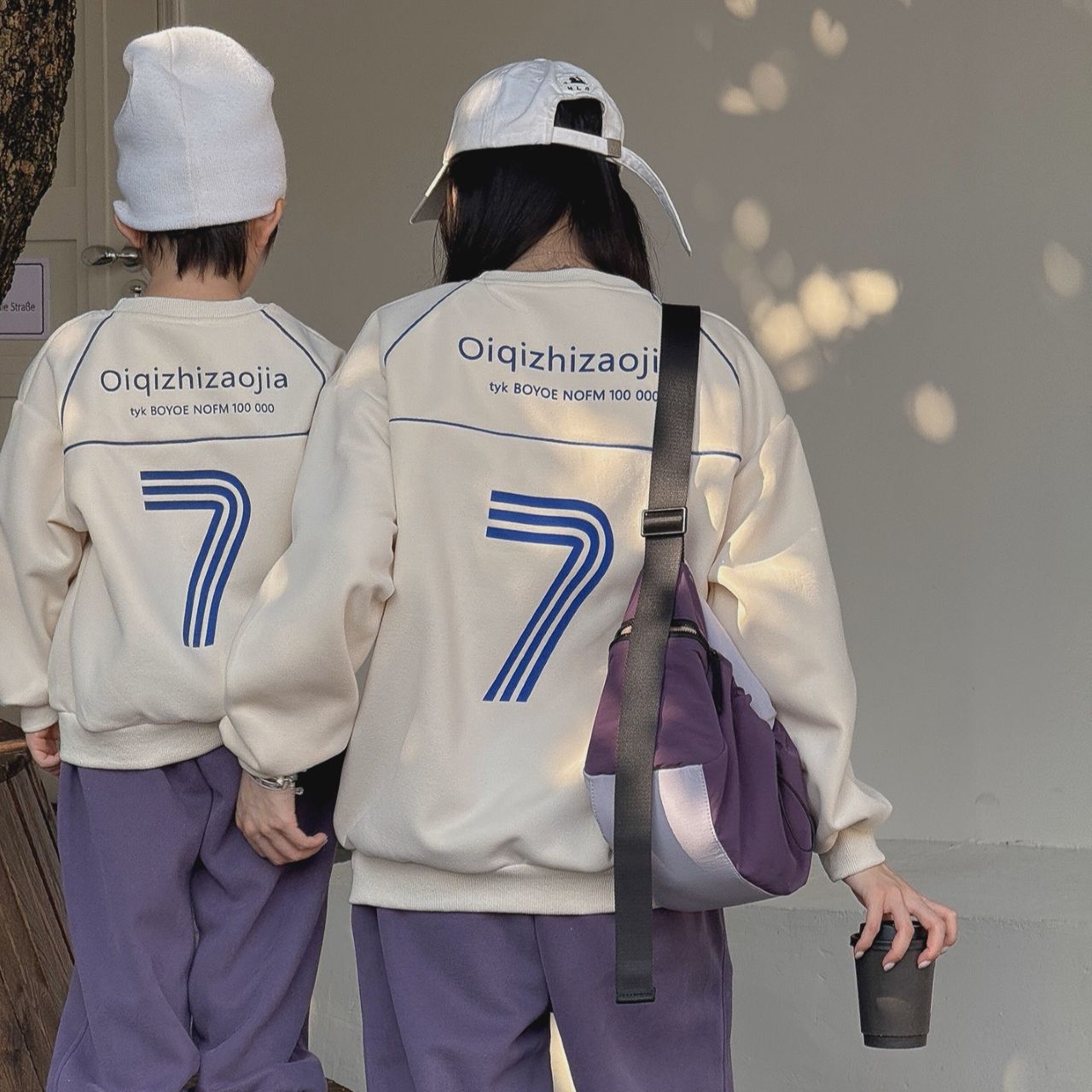 親子ペアルック トレーナー ファミリーお揃い ゆったりスポーツ風