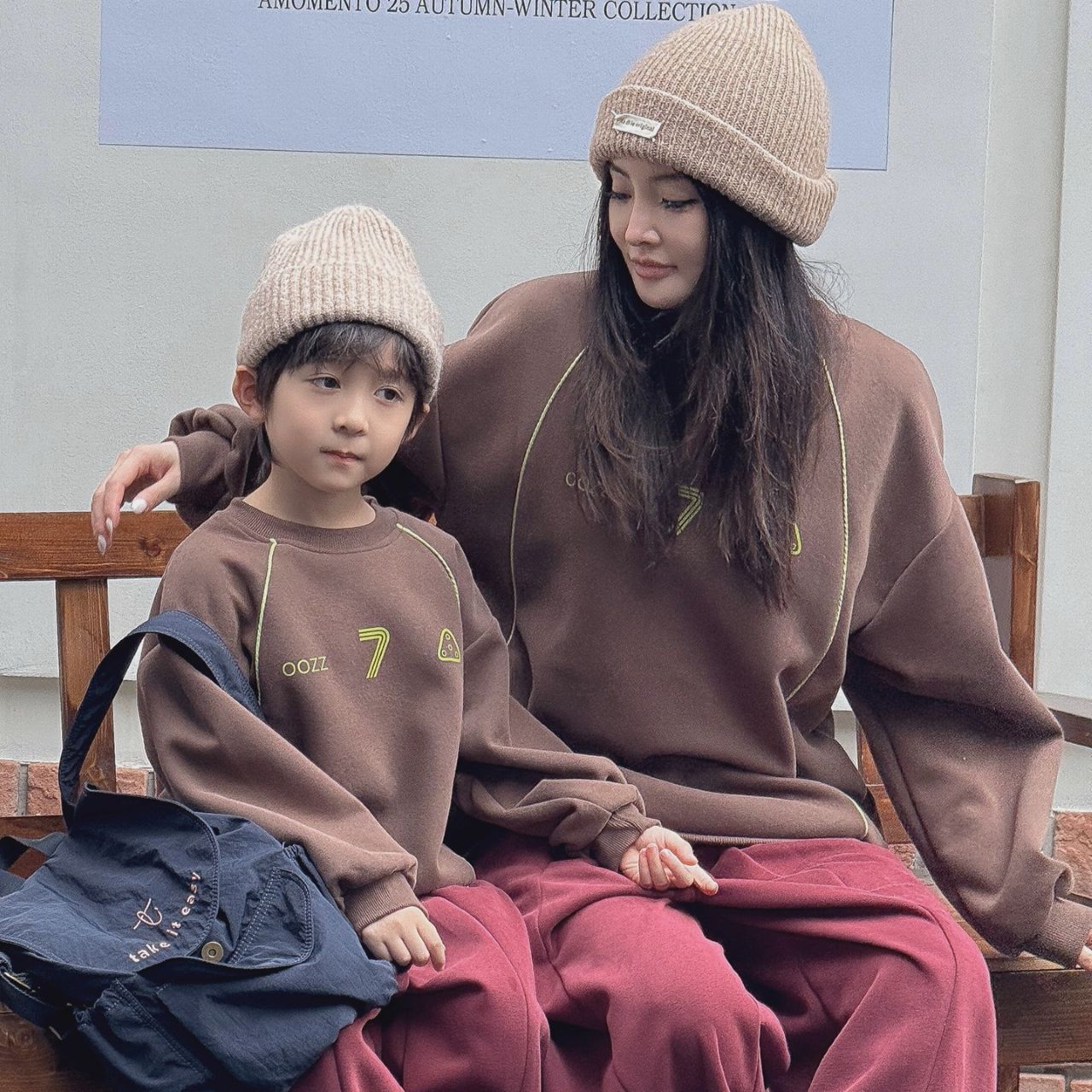 親子ペアルック トレーナー ファミリーお揃い ゆったりスポーツ風