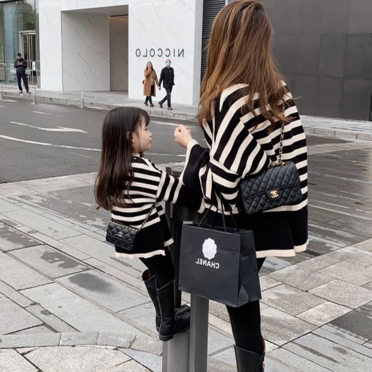 親子ペアルック ボーダー ニット セーター おしゃれ 高級感