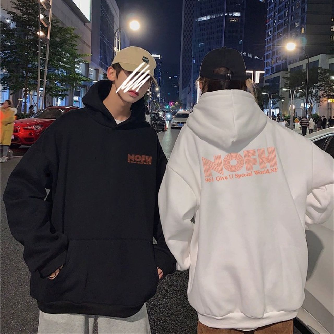 カップルペアルック NOFH ロゴ入り パーカー ユニセックス ゆったり 