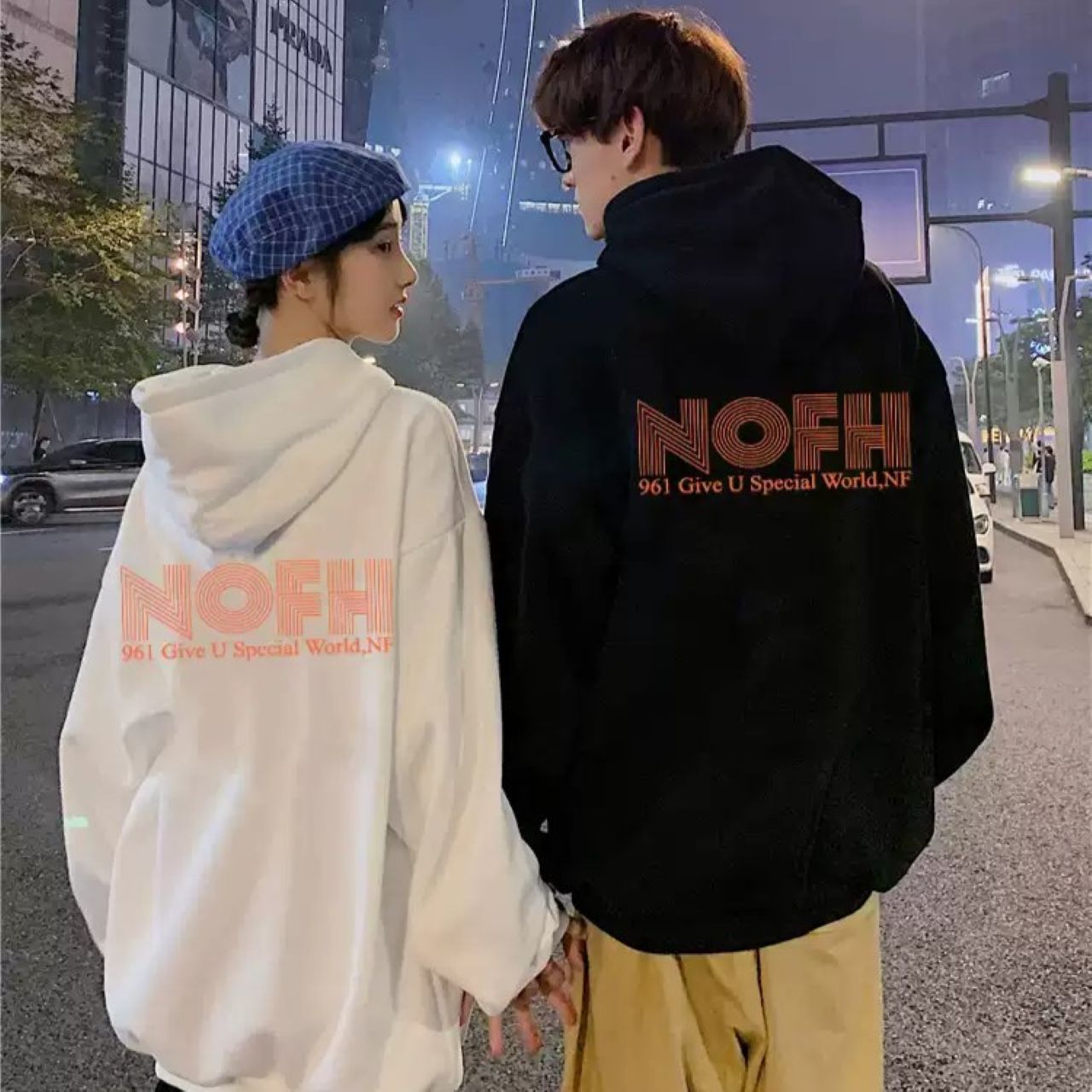 カップルペアルック NOFH ロゴ入り パーカー ユニセックス ゆったり 