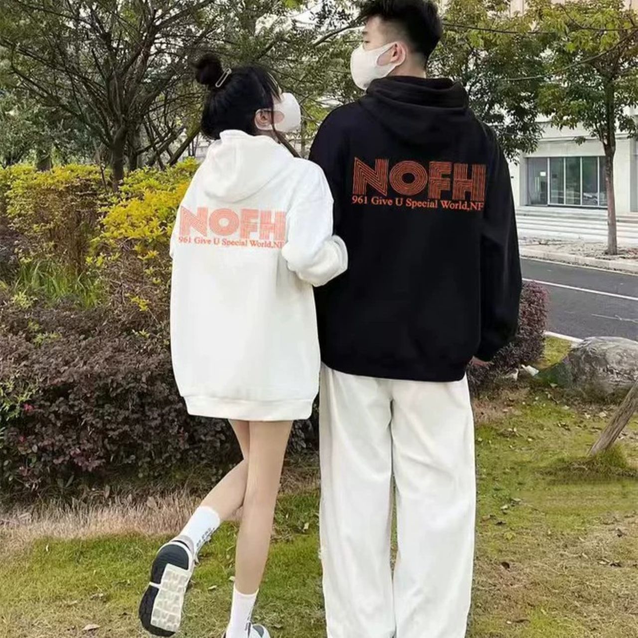 カップルペアルック NOFH ロゴ入り パーカー ユニセックス ゆったり 