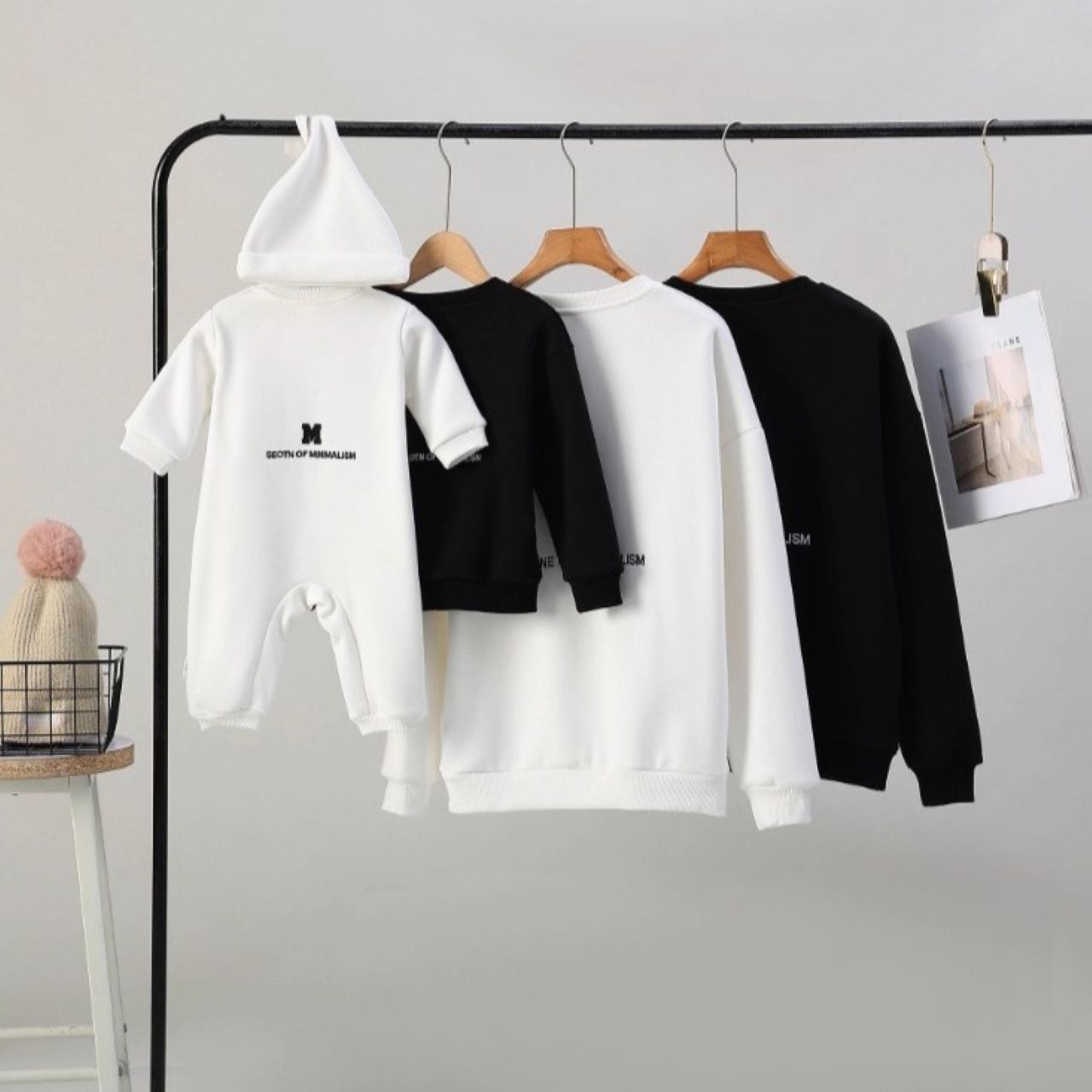 親子ペアルック Mロゴ スタイリッシュ トレーナー・ロンパース