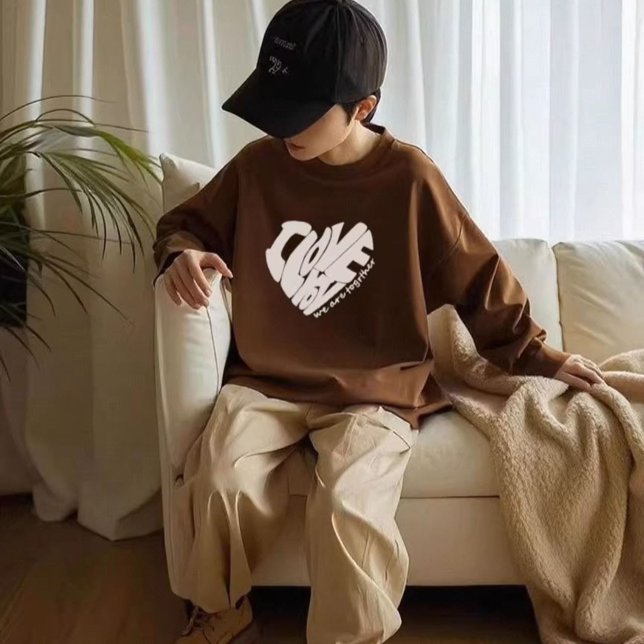 親子ペアルック ナチュラルハートロゴ トレーナー・ロンパース