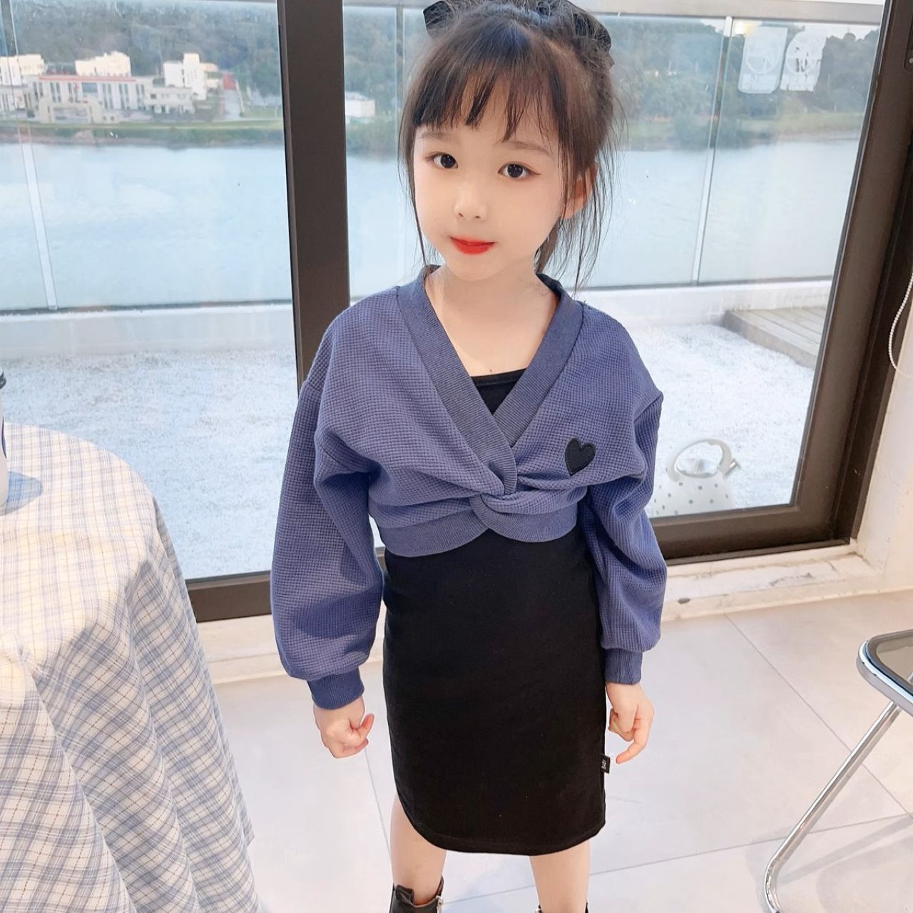 親子ペアルック ハートモチーフ トレーナー＆ワンピース＆ロンパース