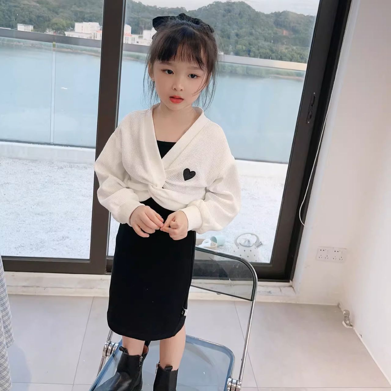 親子ペアルック ハートモチーフ トレーナー＆ワンピース＆ロンパース