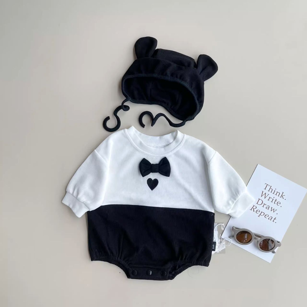 親子ペアルック ハートモチーフ トレーナー＆ワンピース＆ロンパース