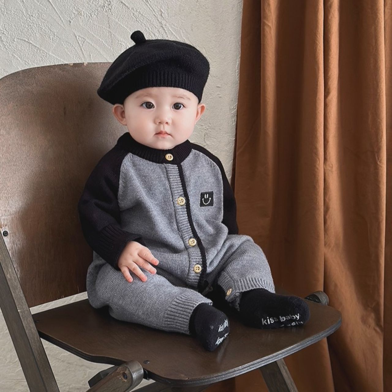 親子ペアルック スマイルリンク ラグランニット