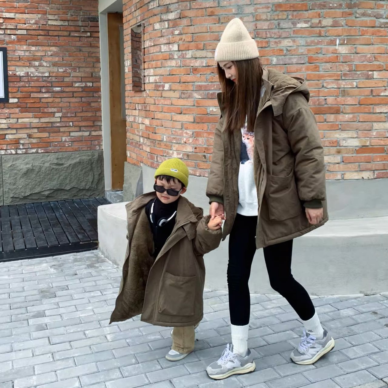 親子ペアルック パーカースタイル 中綿コート