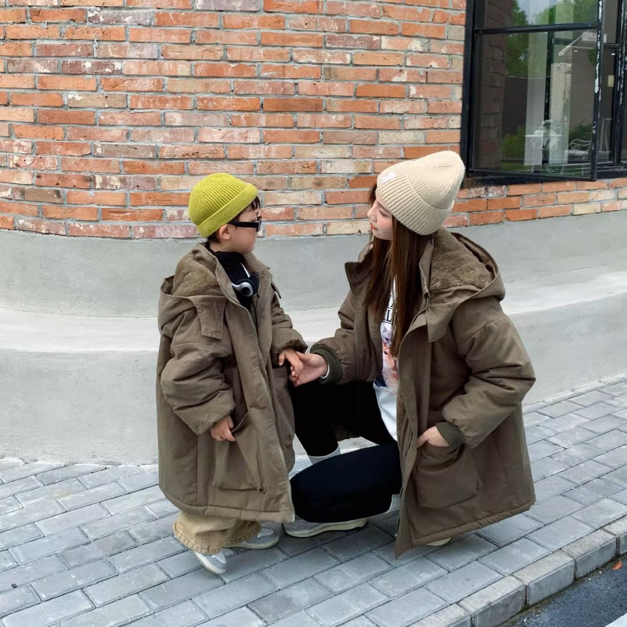 親子ペアルック パーカースタイル 中綿コート