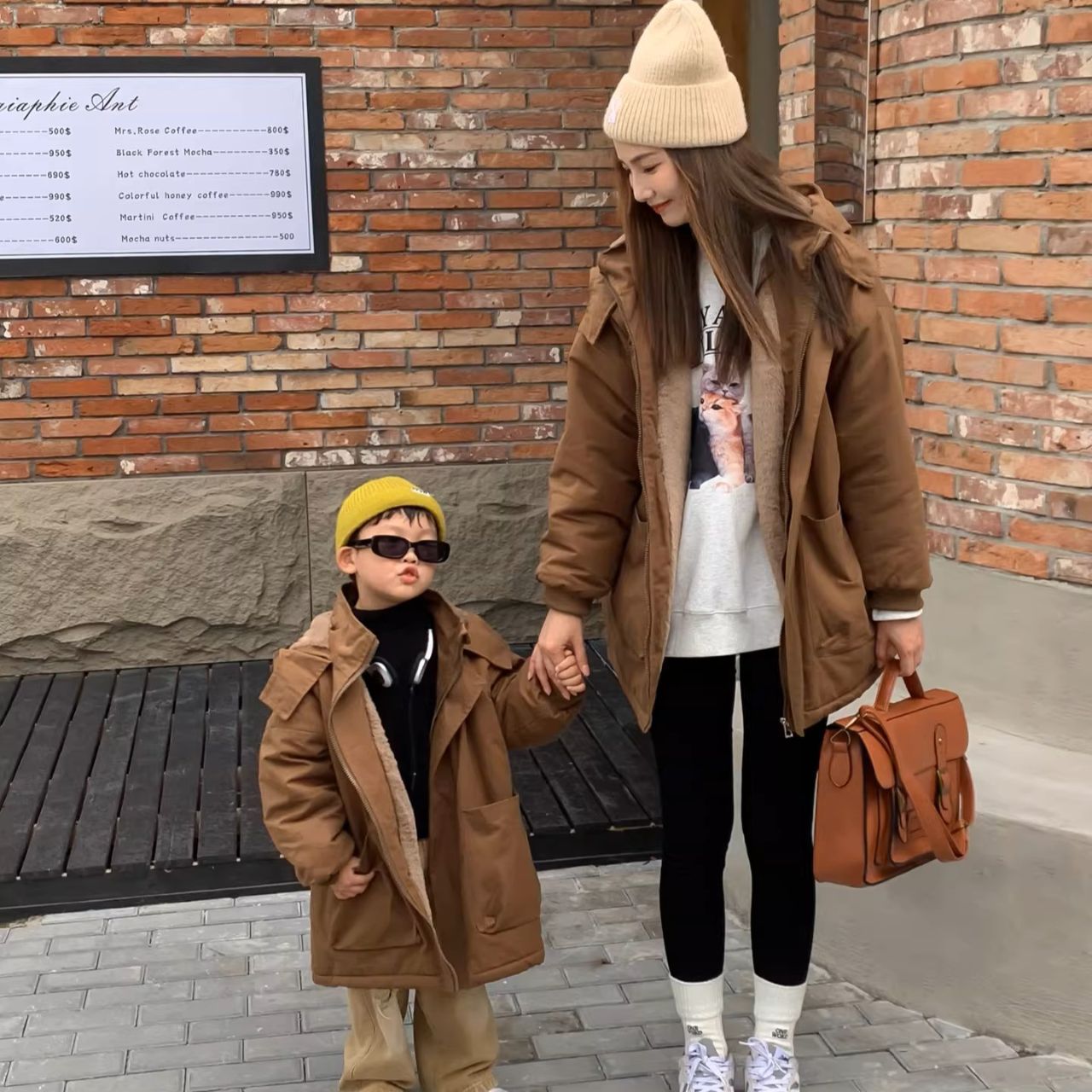 親子ペアルック パーカースタイル 中綿コート