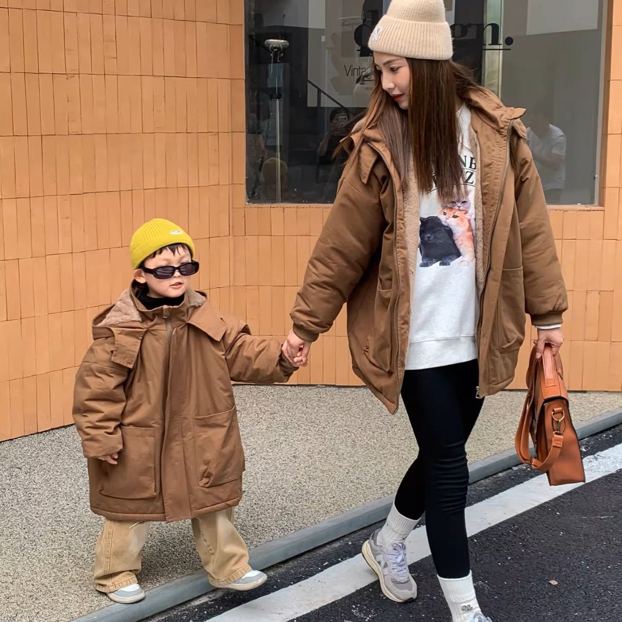 親子ペアルック パーカースタイル 中綿コート