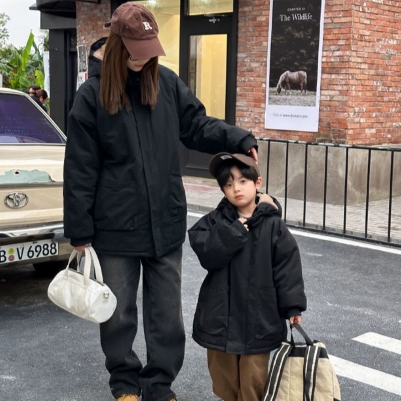 親子ペアルック パーカースタイル 中綿コート