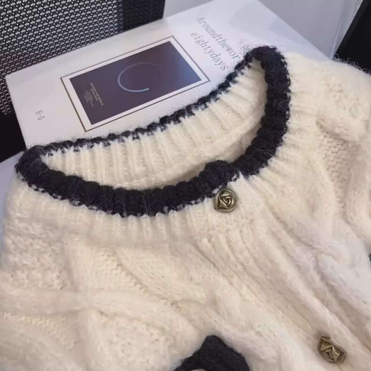 カップルペアルック ケーブル編みニット カーディガン