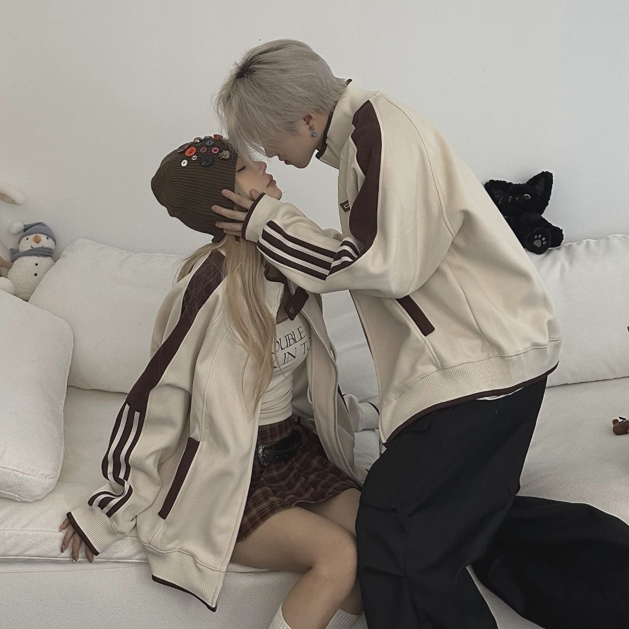 カップルペアルック スタンドネック スウェットジャケット