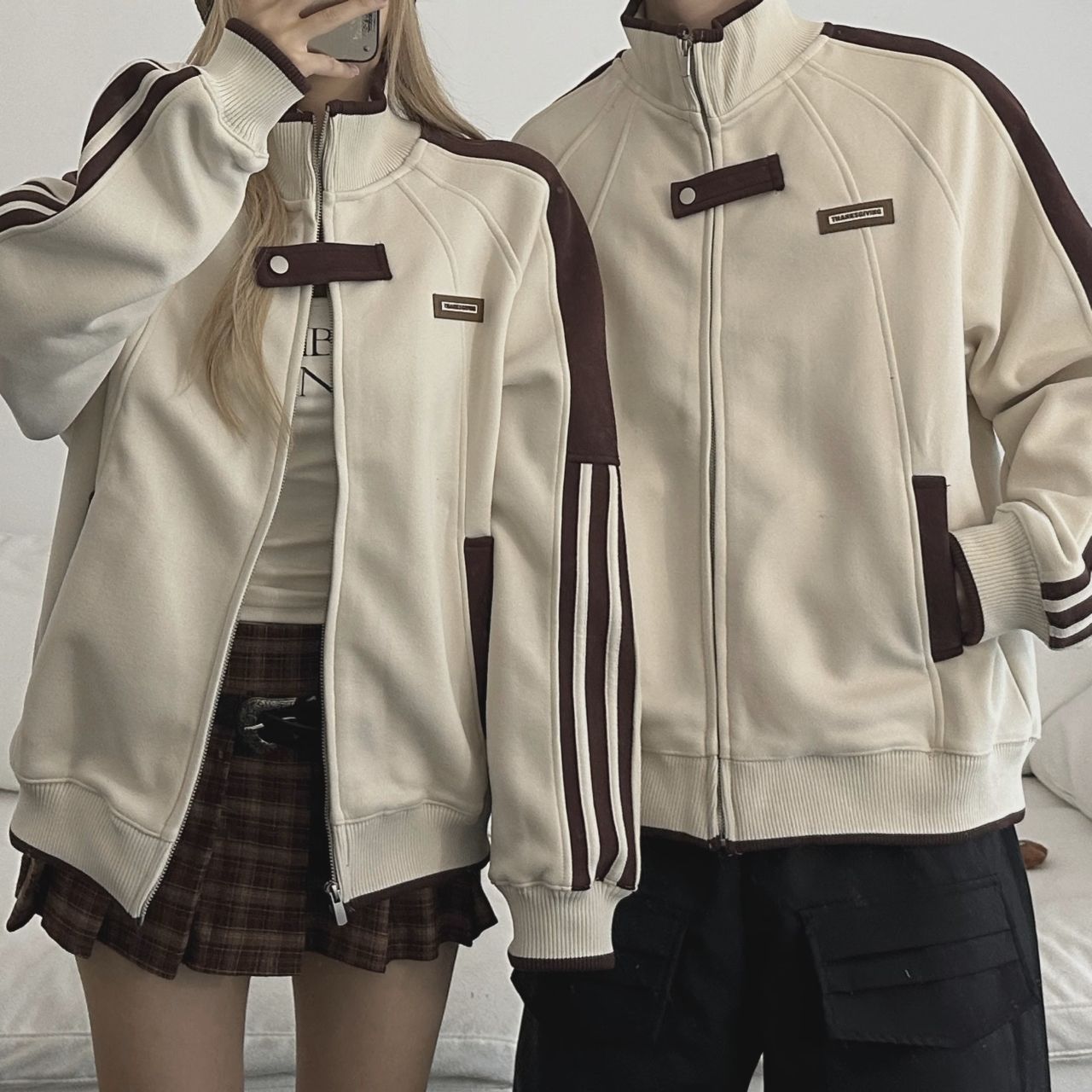 カップルペアルック スタンドネック スウェットジャケット