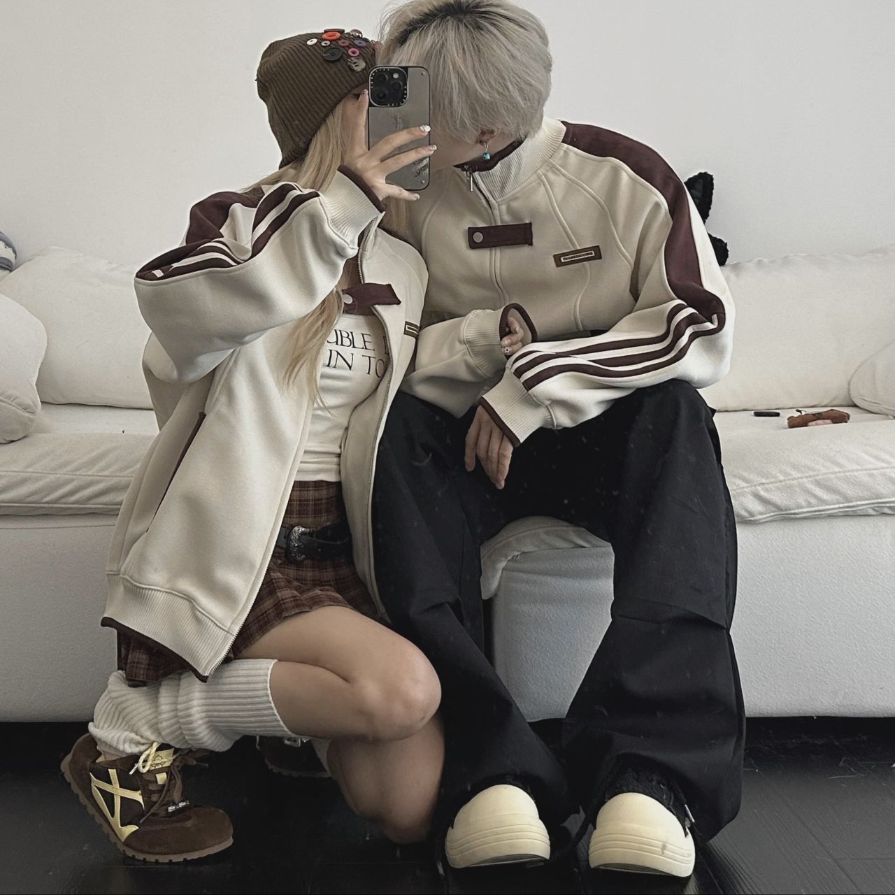 カップルペアルック スタンドネック スウェットジャケット