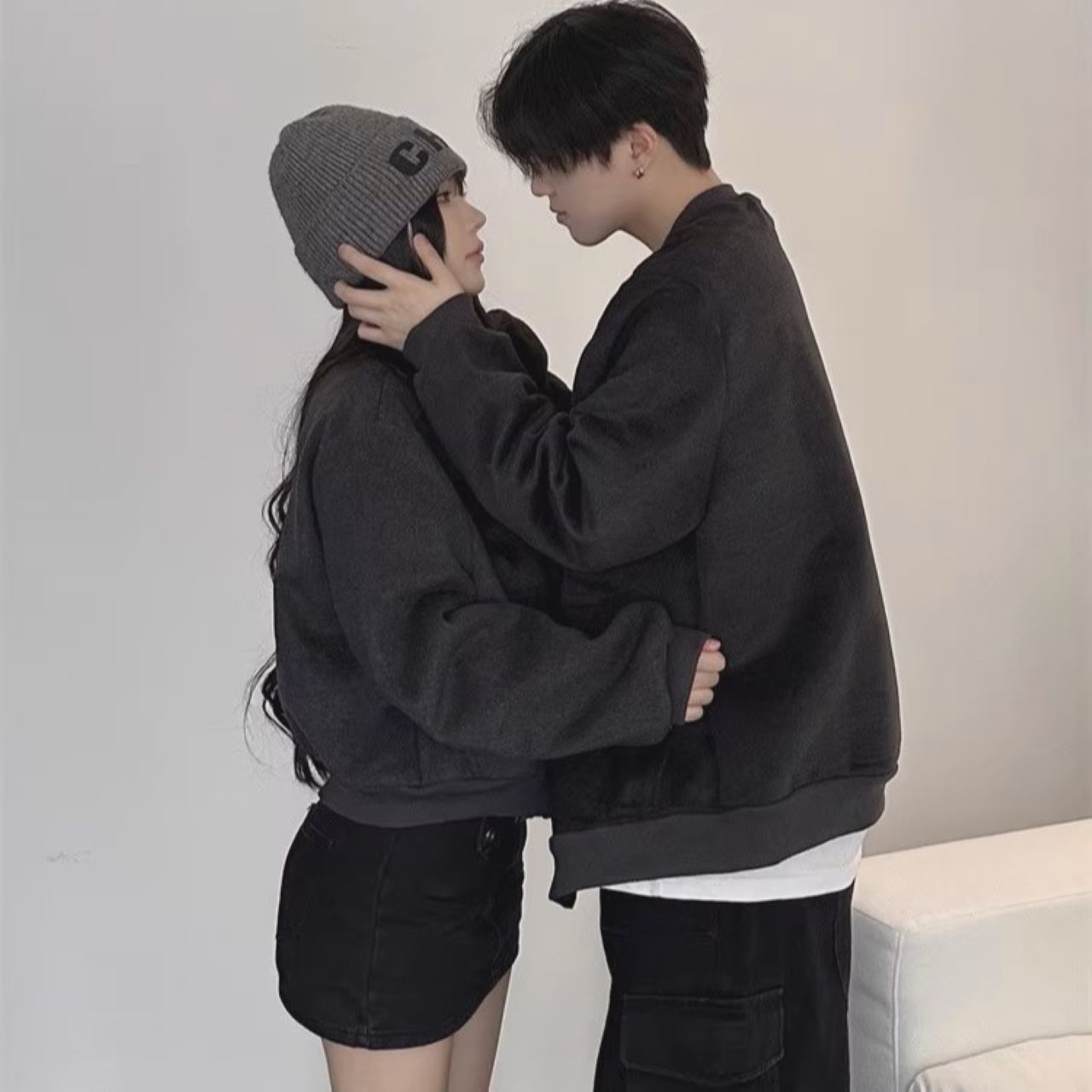 カップルペアルック ウール調ジャケット【2点セット】