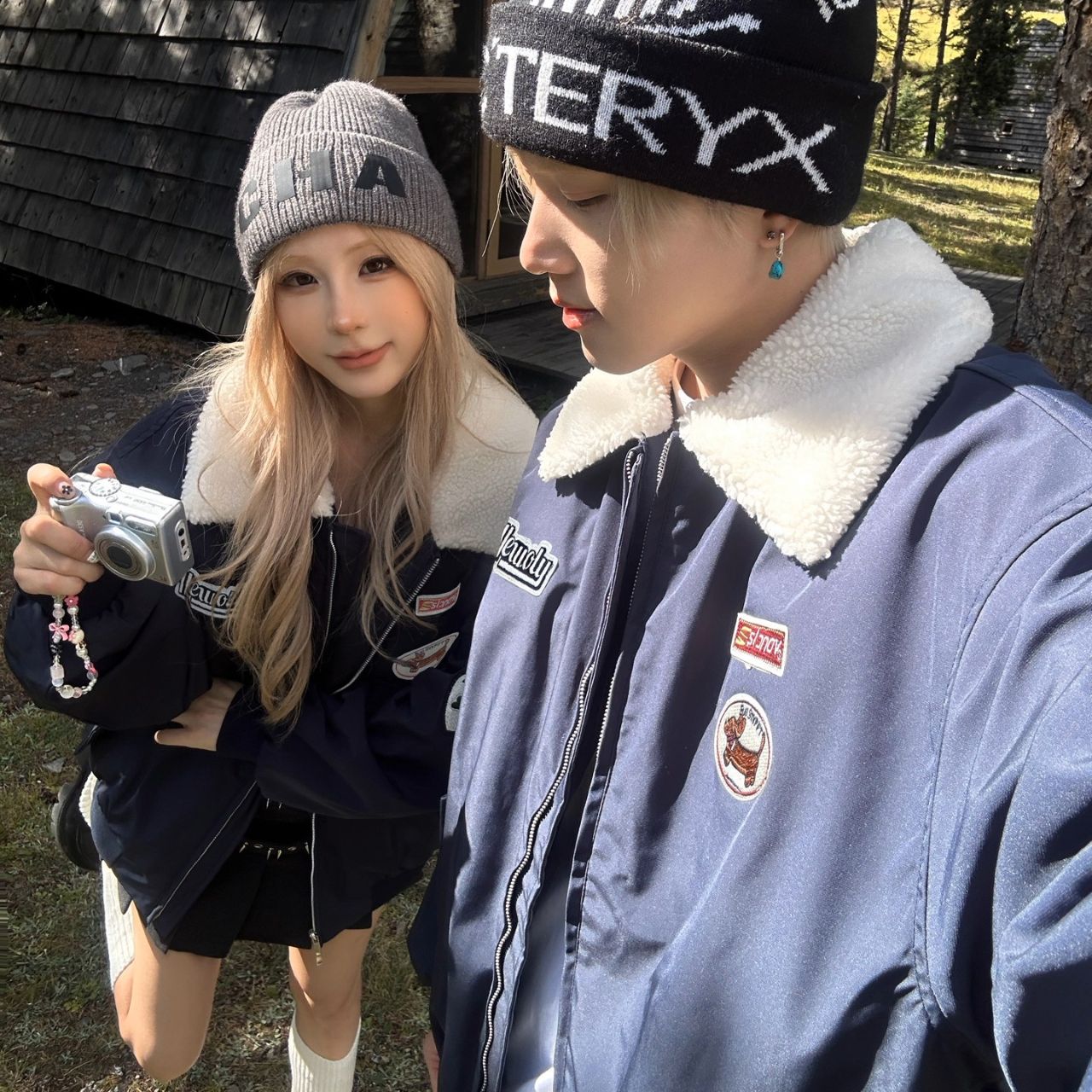 カップルペアルック ボア襟アメカジジャケット