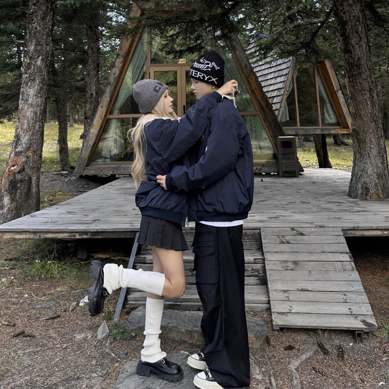 カップルペアルック ボア襟アメカジジャケット