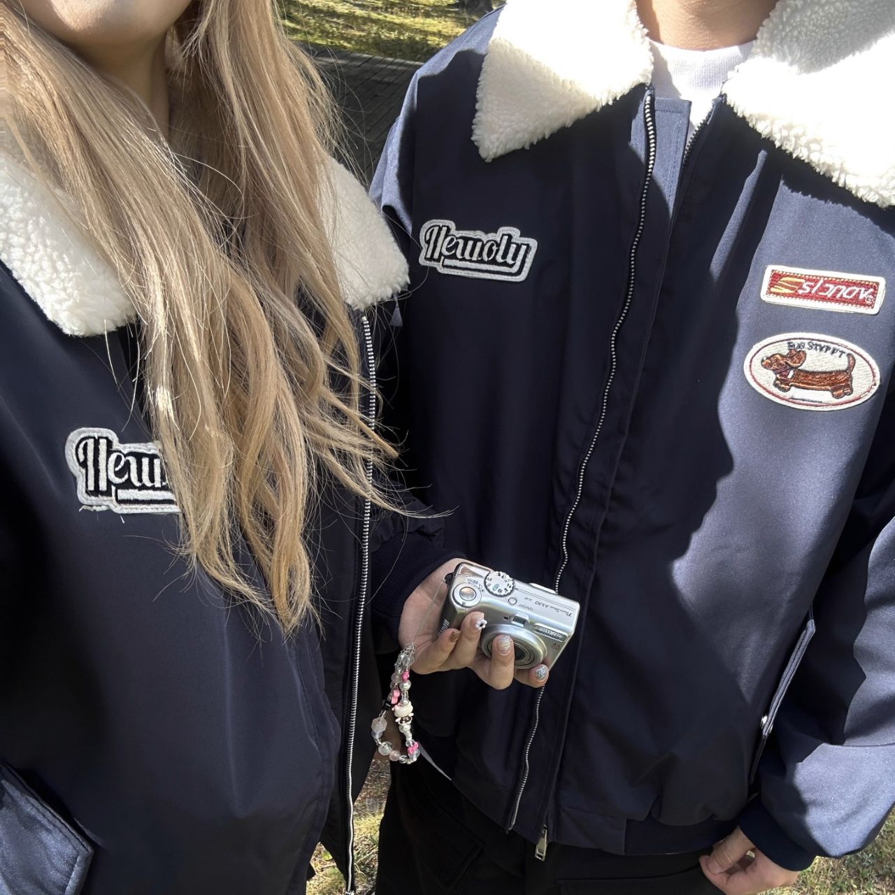 カップルペアルック ボア襟アメカジジャケット