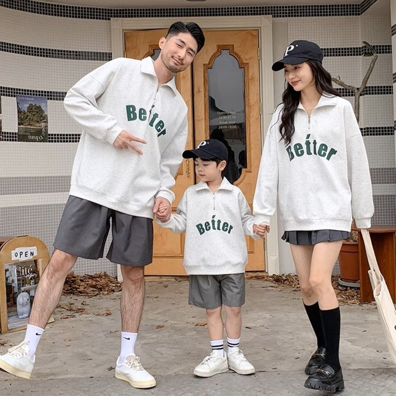 親子ペアルック Betterロゴ ハーフジップトレーナー