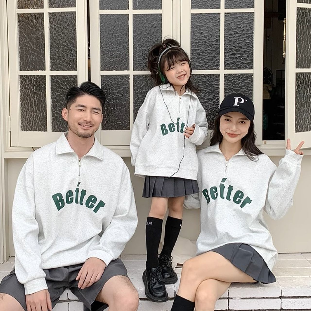 親子ペアルック Betterロゴ ハーフジップトレーナー